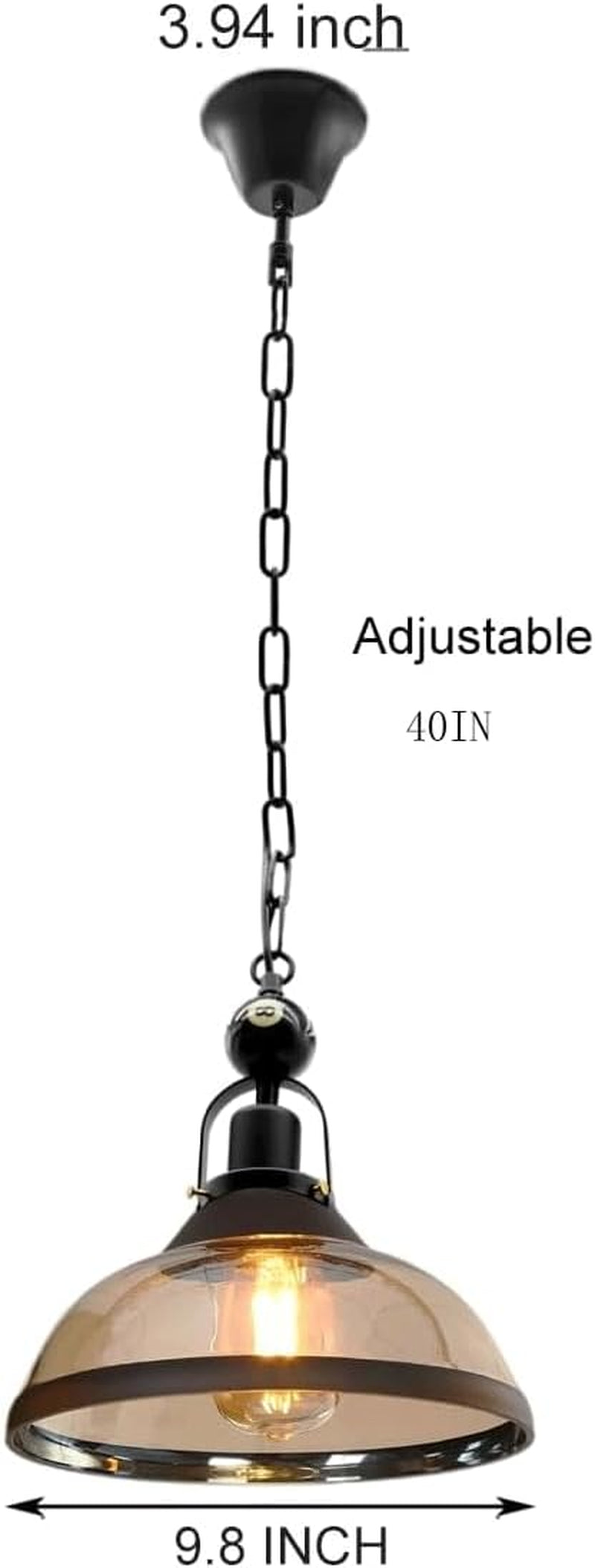 1-Light Pool Table Lighting Fixtures Ceiling Lamp 40 Inch Adjustale Chain Real Billiard Ball Design Billiard Pendant Lamp with Glass Shade for Pool Table Billiard Game Room Beer Party
