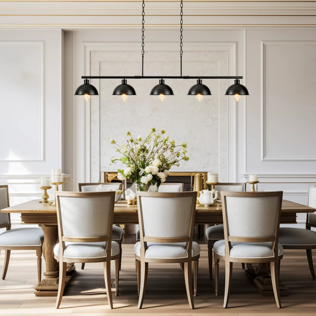 5-Light Pool Table Light Black Dining Room Chandelier Adjustable Island Lights Modern Kitchen Island Light Fixtures
