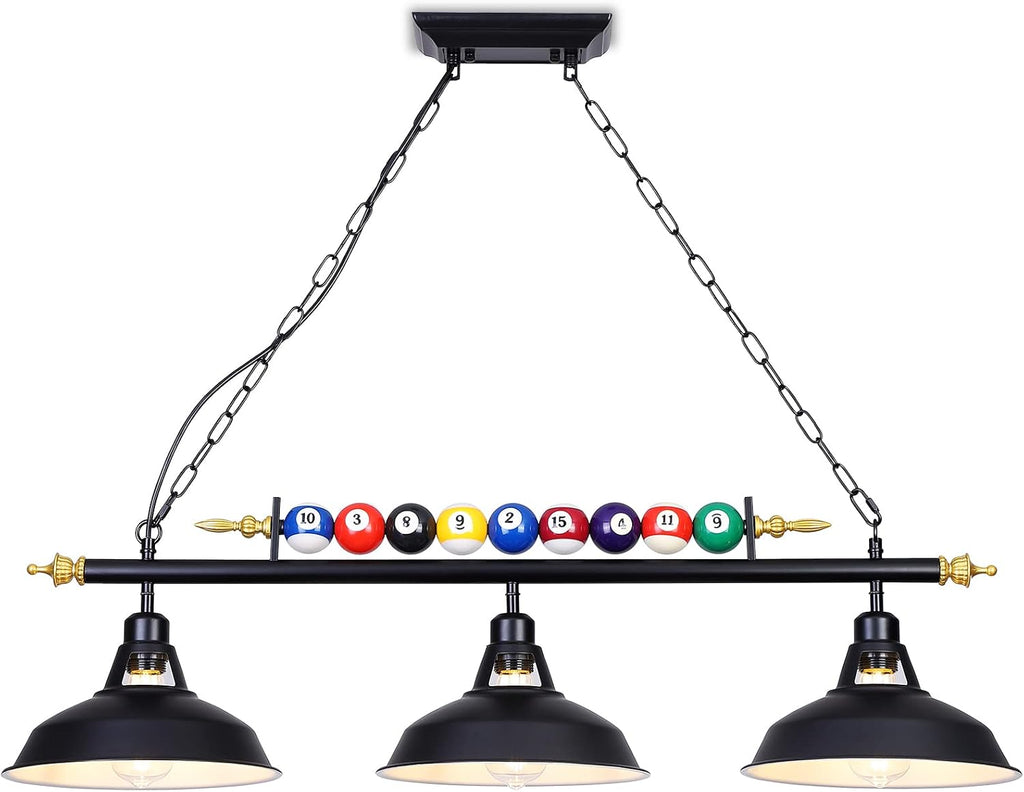 3-Light Billiard Pool Table Lights Hanging over Pool Table