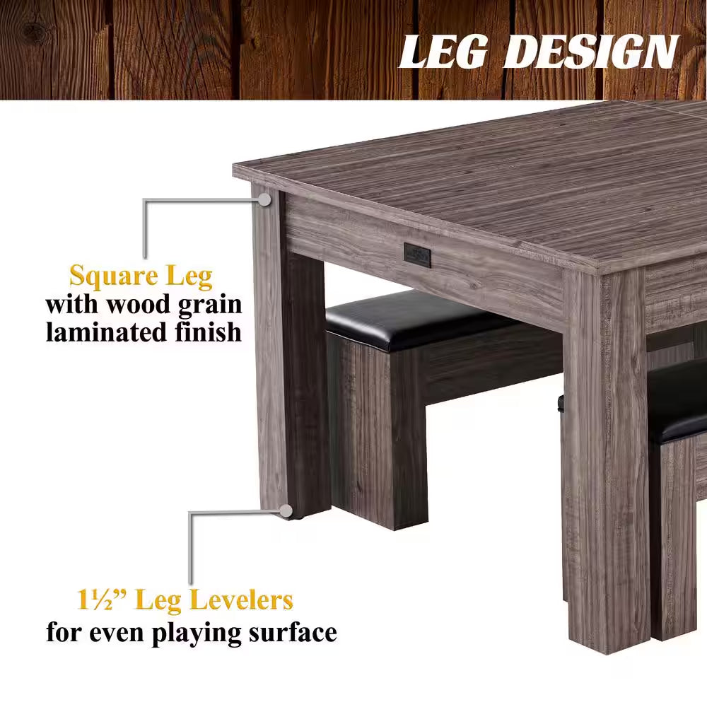 Monteray 7' Drop Pocket Pool Table Brown, 3-In-1 Dining Top and Table Tennis with Game Accessories