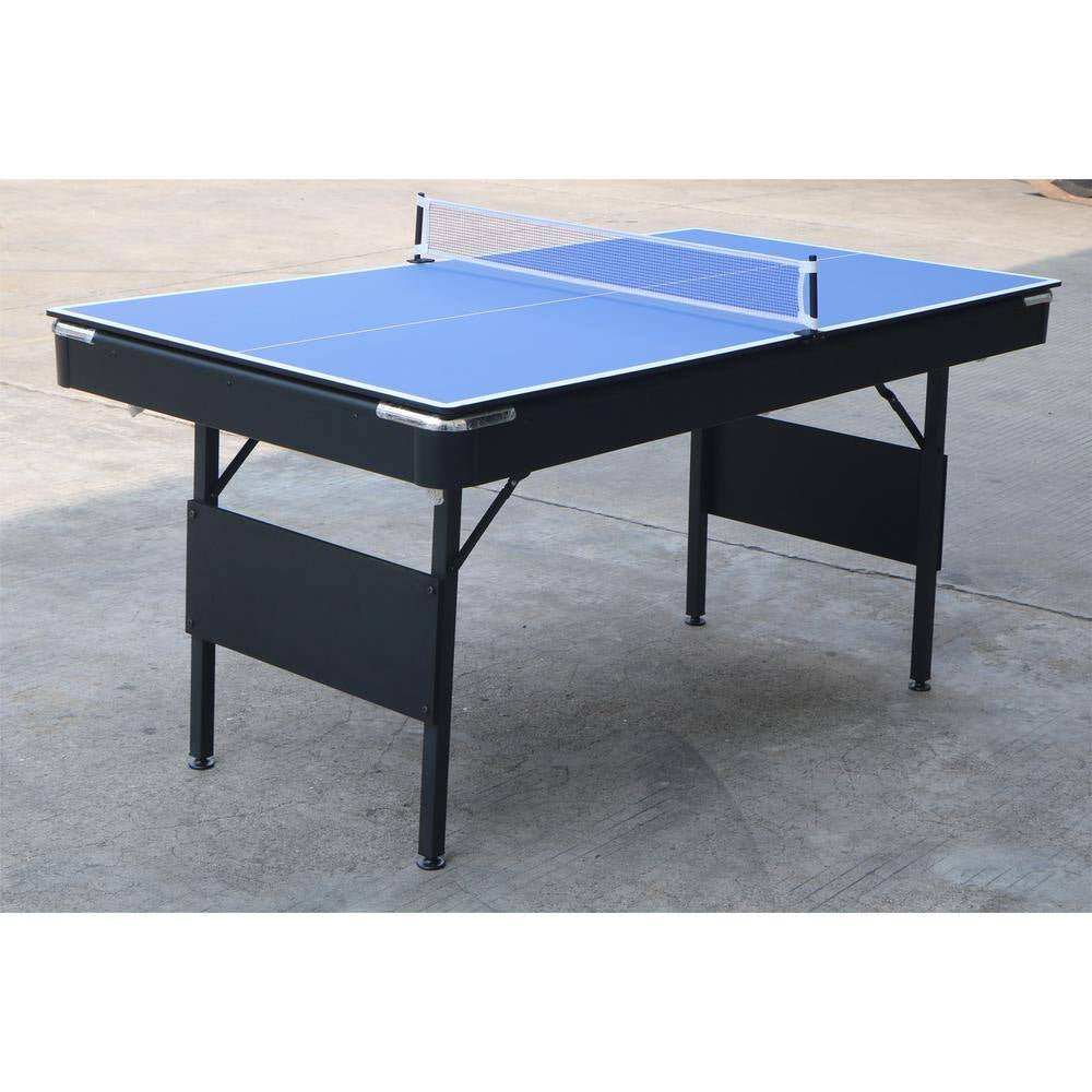 3-In-1 Blue Portable Pool Table with Billiard Balls, Brush, Triangle Rack