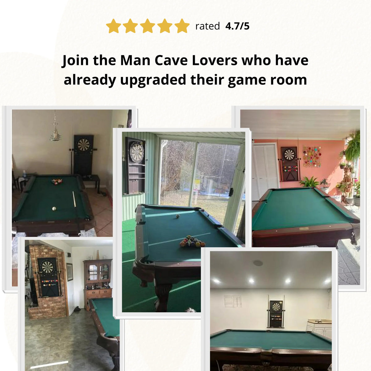 7.5 Ft Pool Table with Dartboard, Green Cloth