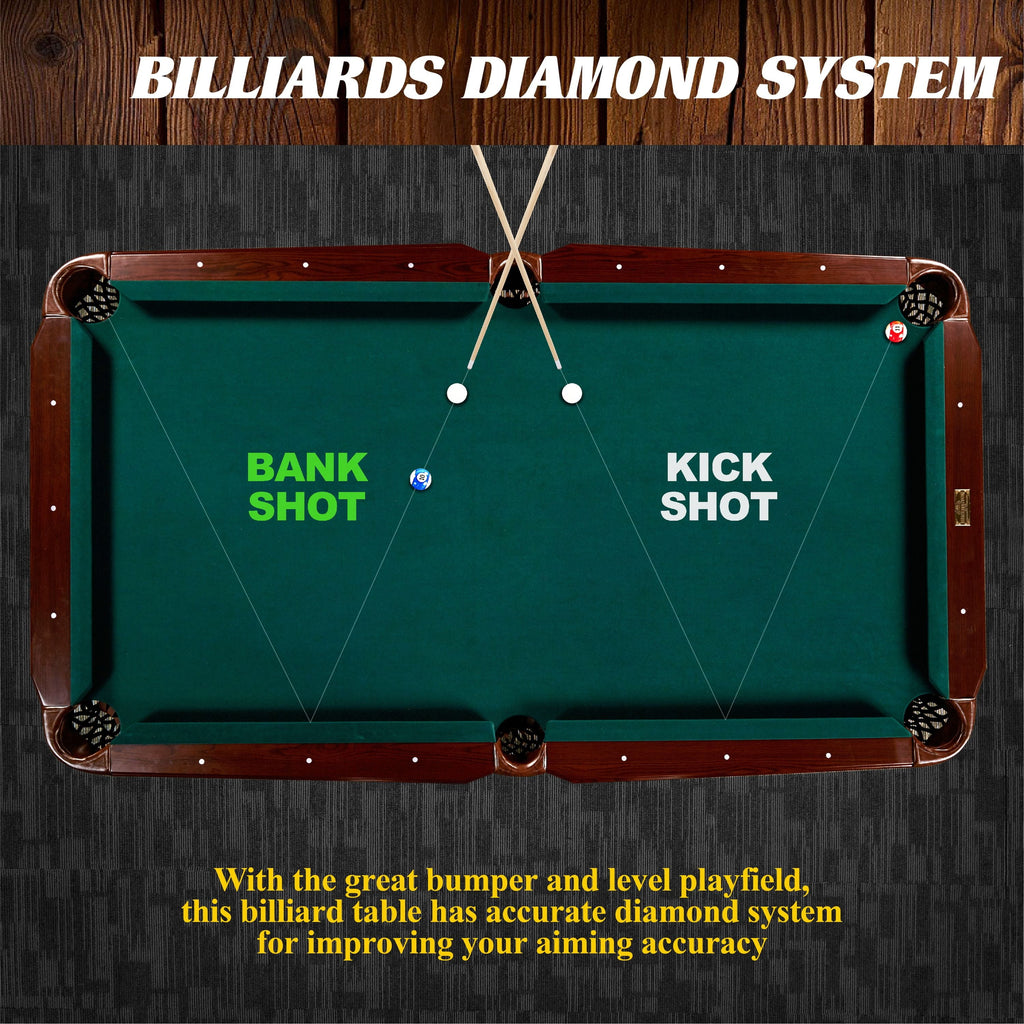 7.5 Ft Pool Table with Dartboard, Green Cloth