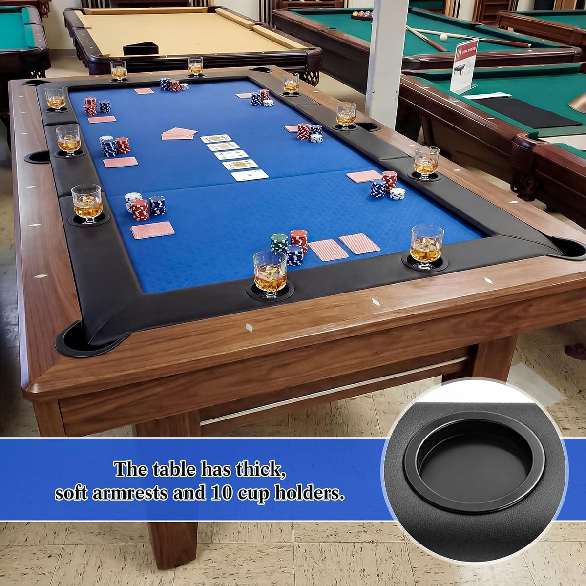 Poker Table Top for 8 Ft Pool Table, 10 Player Convertible Topper