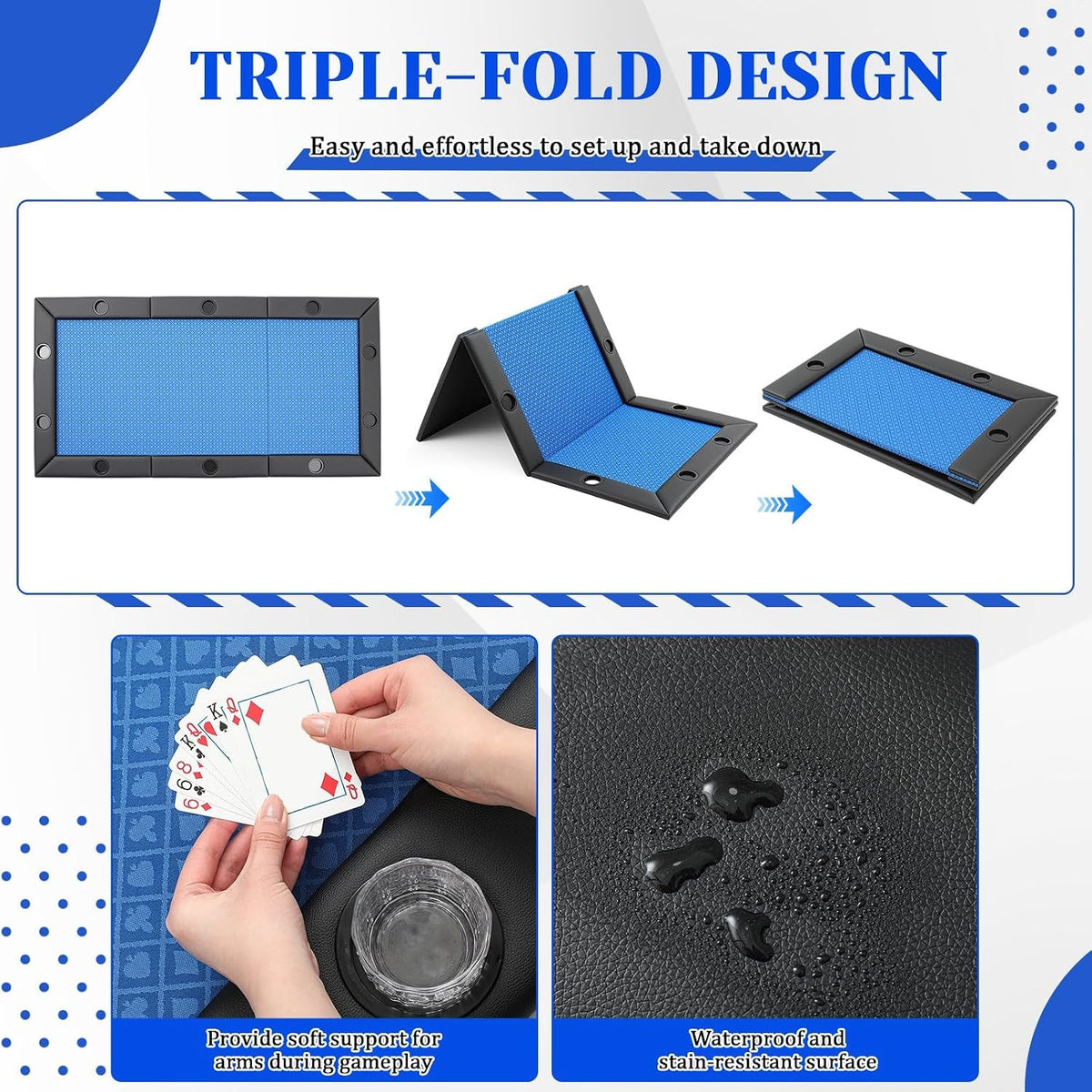 Poker Table Top for 8 Ft Pool Table, 10 Player Convertible Topper