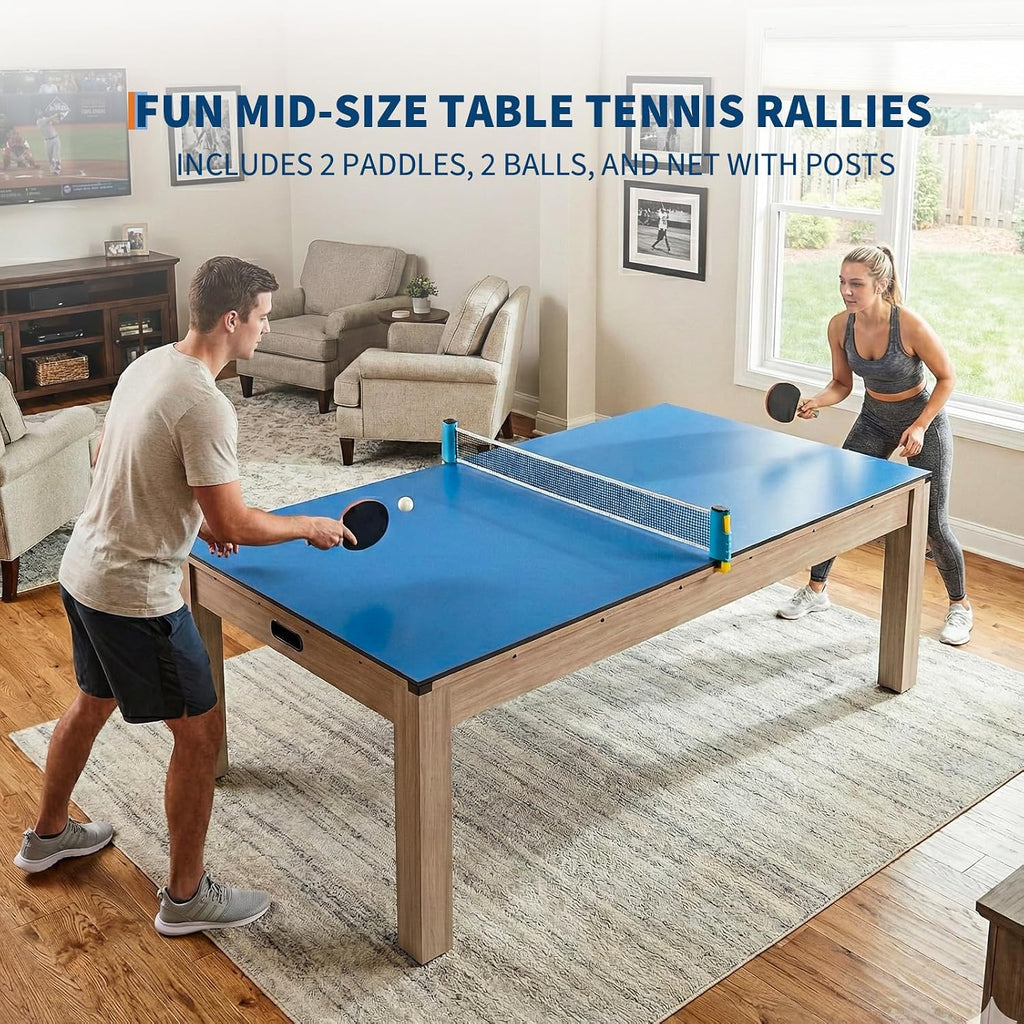 7 Ft Pool Table Combo,3 in 1 Pool, Dining, & Table Tennis