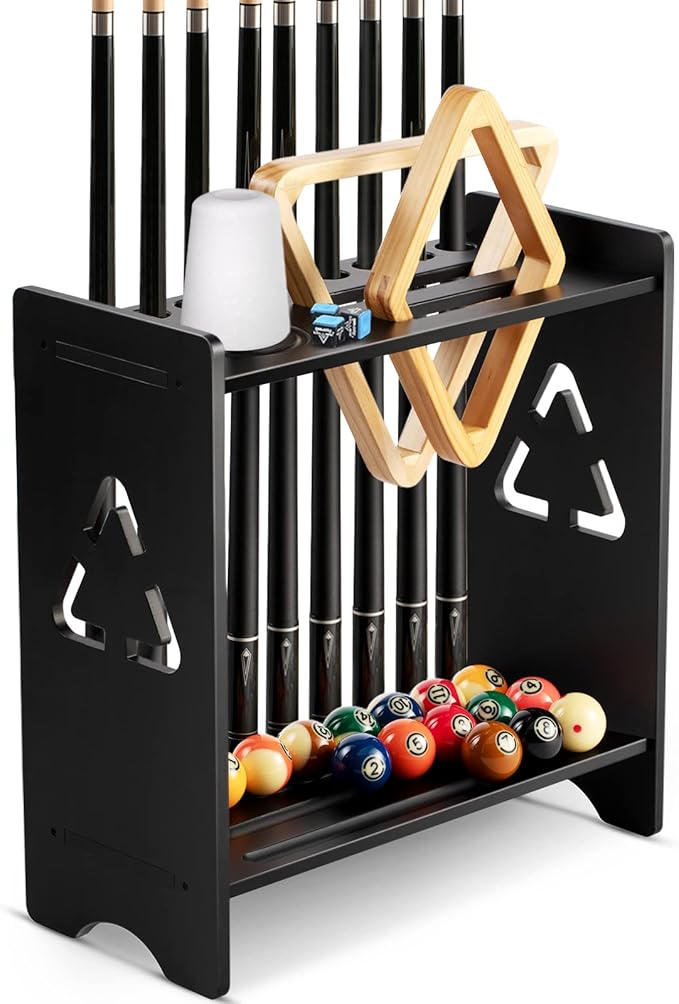 Solid Oak 9 Cue Floor Standing Pool Cue Rack
