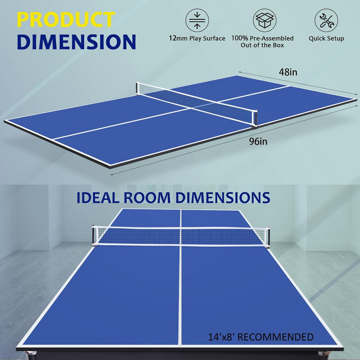 Ping Pong Table Topper for Pool Table, Folding Table Tennis Top