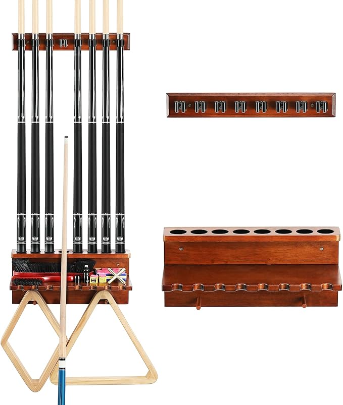 Oak Wall-Mounted 8 Pool Cue Rack