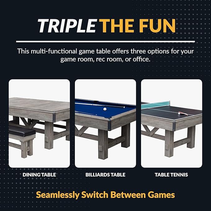 The Logan 3-in-1 Dining Pool Table