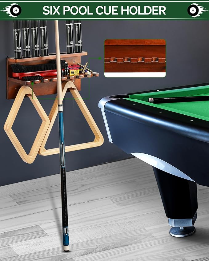 Oak Wall-Mounted 8 Pool Cue Rack