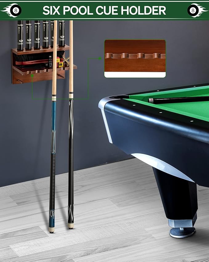 Oak Wall-Mounted 6 Cue Rack