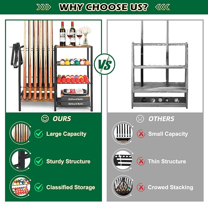 12 Cue Floor Standing Billiard Storage Rack