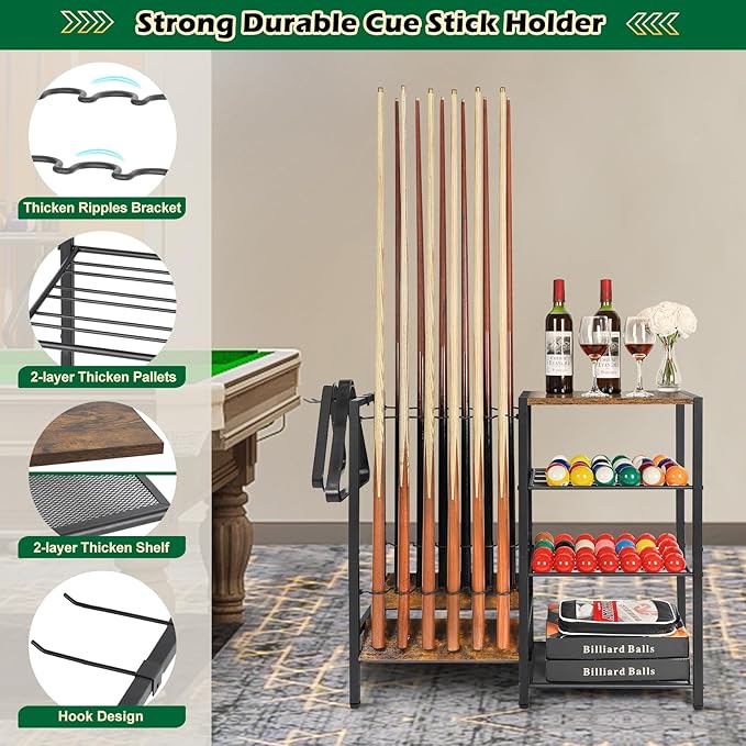 12 Cue Floor Standing Billiard Storage Rack