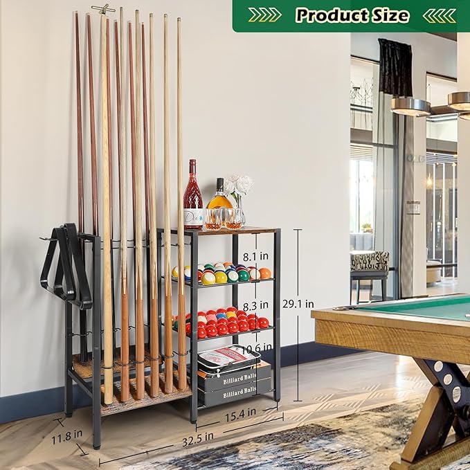 12 Cue Floor Standing Billiard Storage Rack