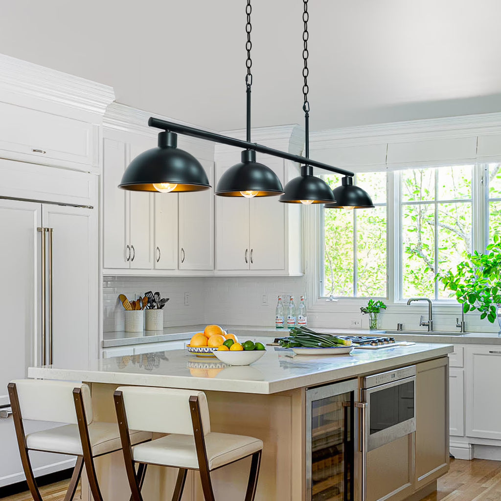 Pool Table Light 4-Lights Billiard Light 46" Pool Table Lights Hanging over Pool Table Kitchen Island Lighting Hanging Light Fixtures Matt Black