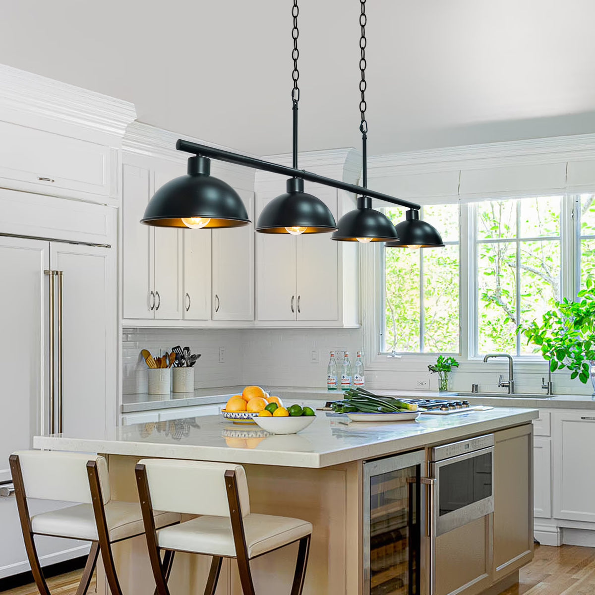 Pool Table Light 4-Lights Billiard Light 46" Pool Table Lights Hanging over Pool Table Kitchen Island Lighting Hanging Light Fixtures Matt Black