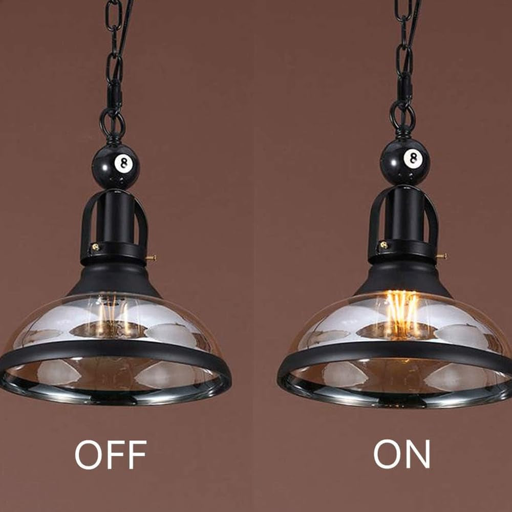 1-Light Pool Table Lighting Fixtures Ceiling Lamp 40 Inch Adjustale Chain Real Billiard Ball Design Billiard Pendant Lamp with Glass Shade for Pool Table Billiard Game Room Beer Party