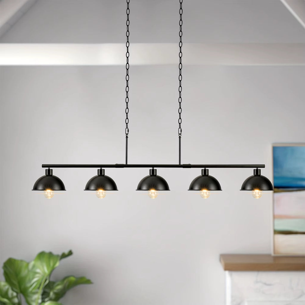 5-Light Pool Table Light Black Dining Room Chandelier Adjustable Island Lights Modern Kitchen Island Light Fixtures