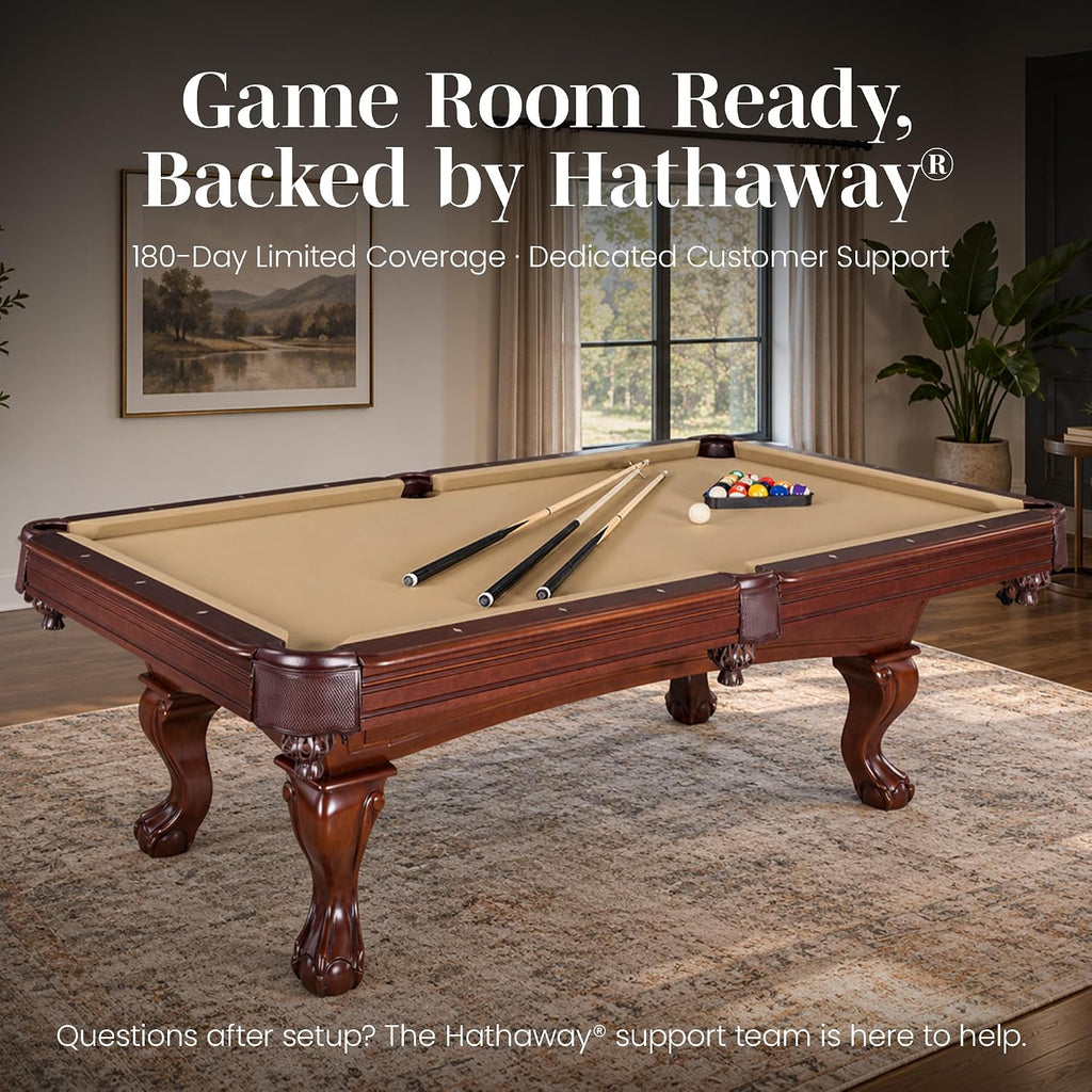 Augusta 8 Ft Furniture Pool Table – Includes Cue Sticks, Billiard Balls – Classic Design Perfect for Family, Home, Dining, or Living Room