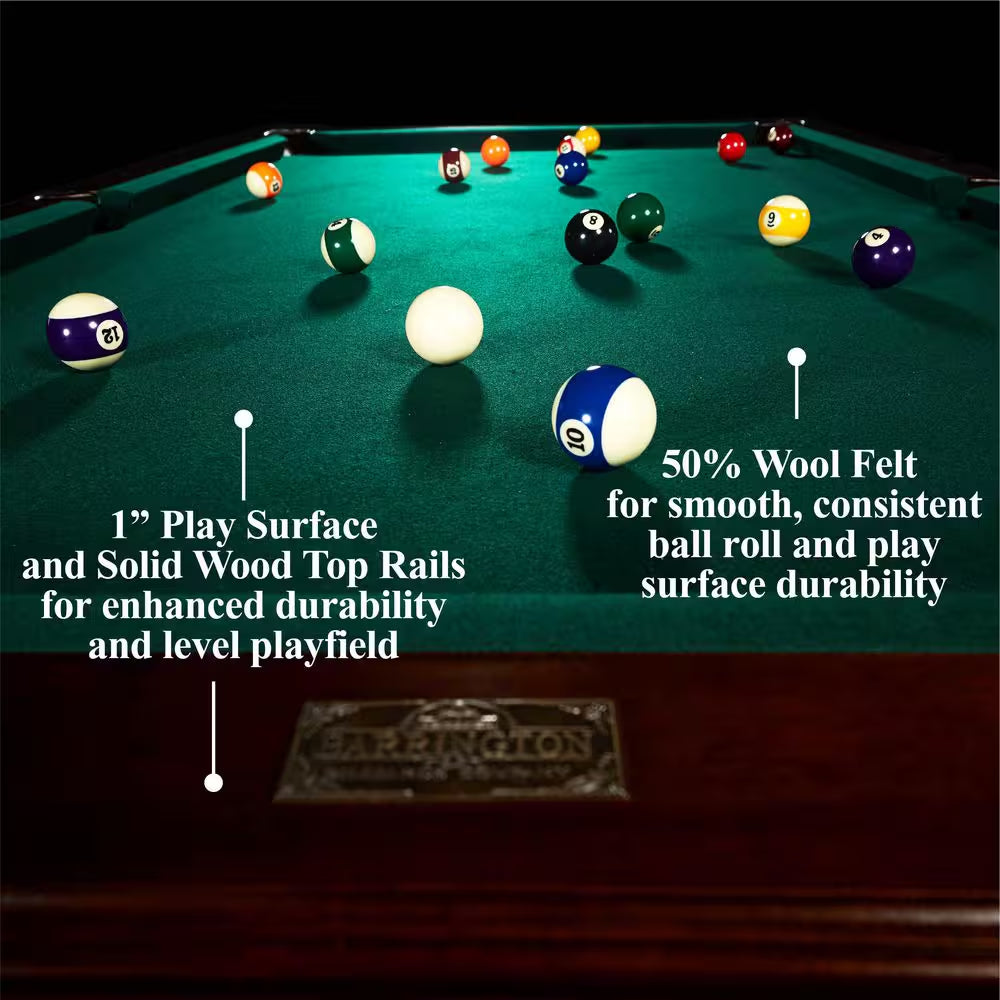 8.3 Ft. Pool Table with Billiard Ball and Cue Stick Set