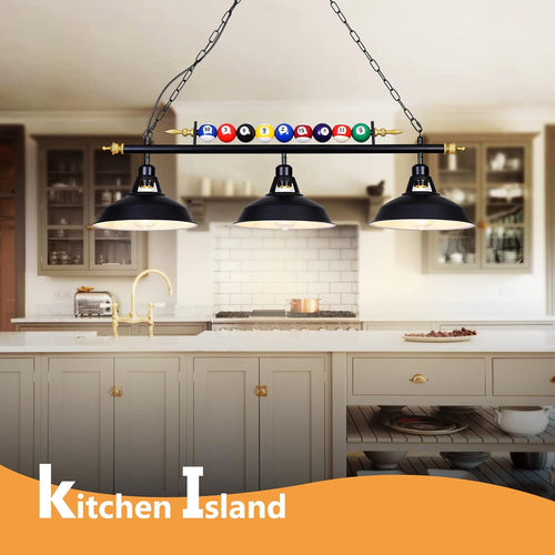 3-Light Billiard Pool Table Lights Hanging over Pool Table