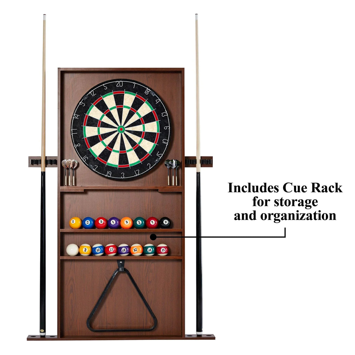 7.5 Ft Pool Table with Dartboard, Green Cloth