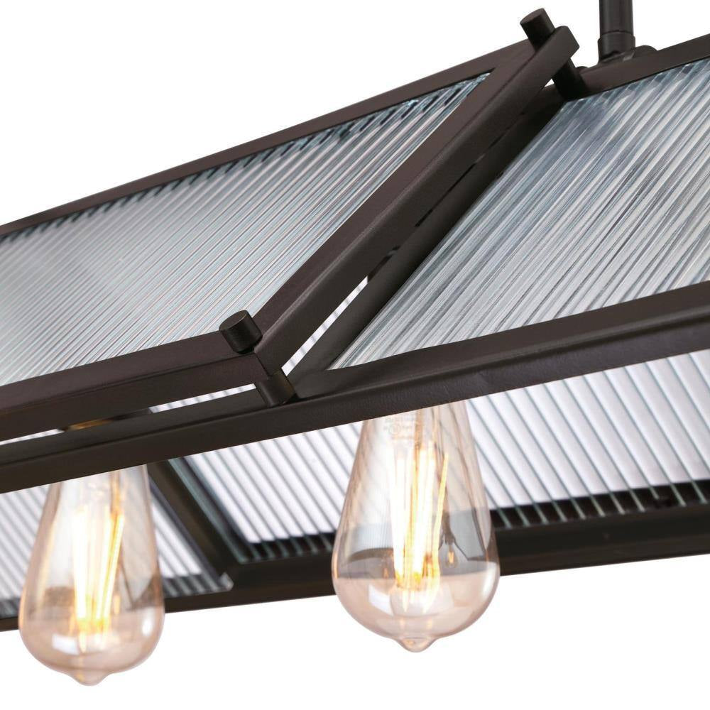 Finn 4-Light Oil Rubbed Bronze Chandelier with Clear Ribbed Glass Shades