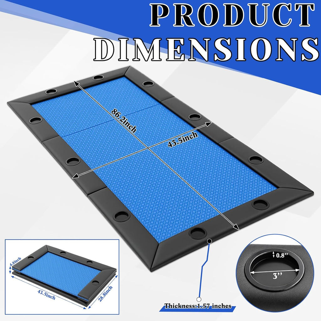 Poker Table Top for 8 Ft Pool Table, 10 Player Convertible Topper