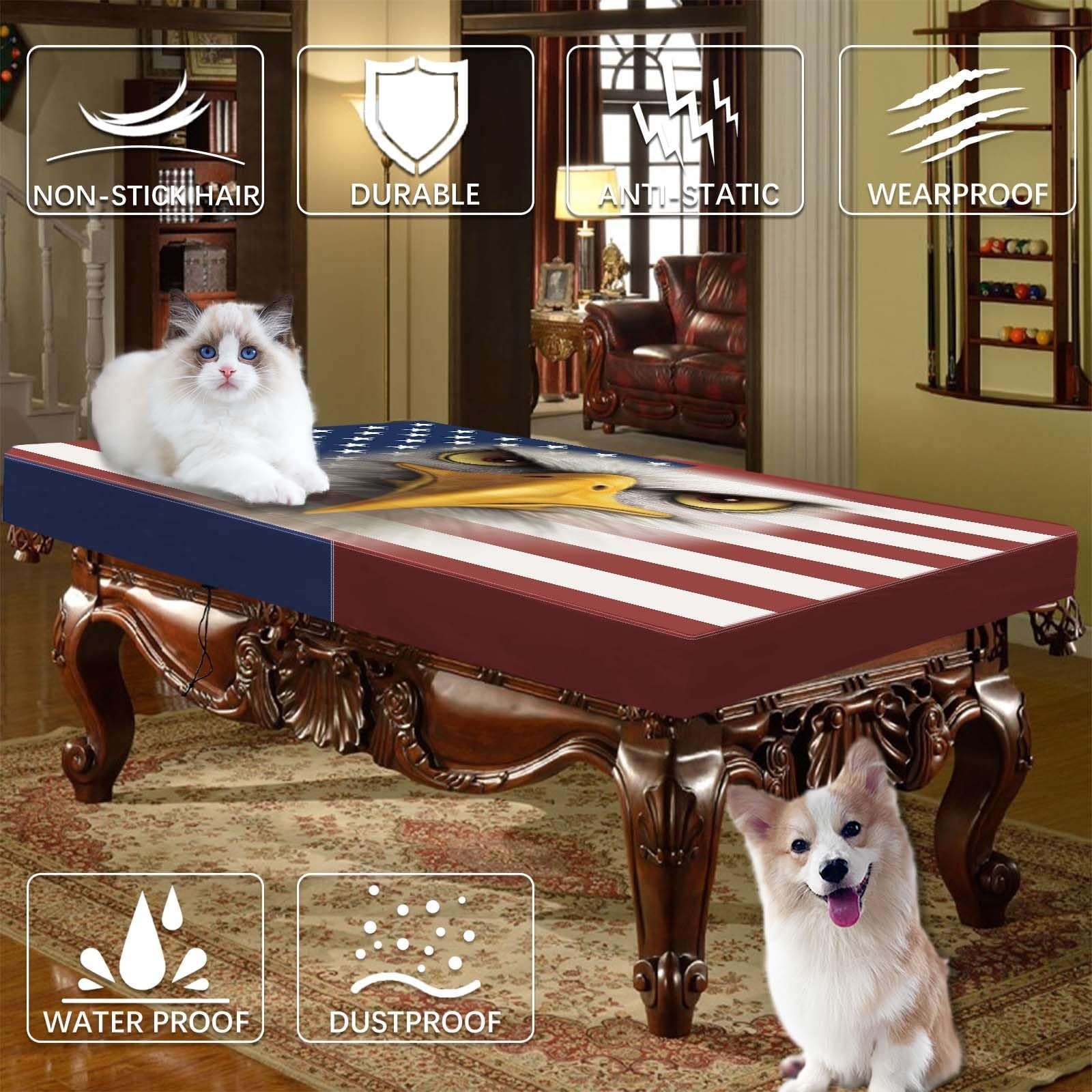 Pool Table Cover Waterproof & Dustproof Outdoor/Indoor Polyester Taffeta Clo