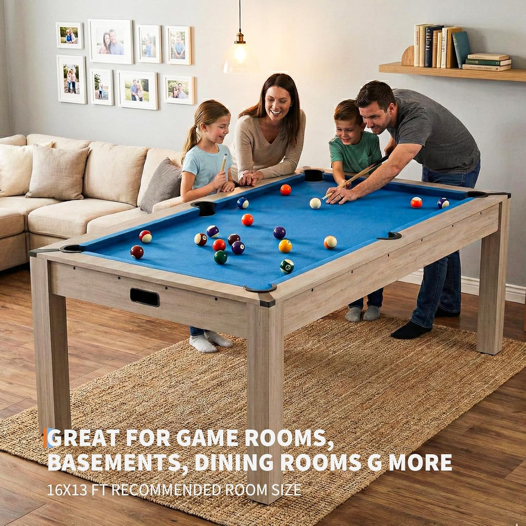 7 Ft Pool Table Combo,3 in 1 Pool, Dining, & Table Tennis