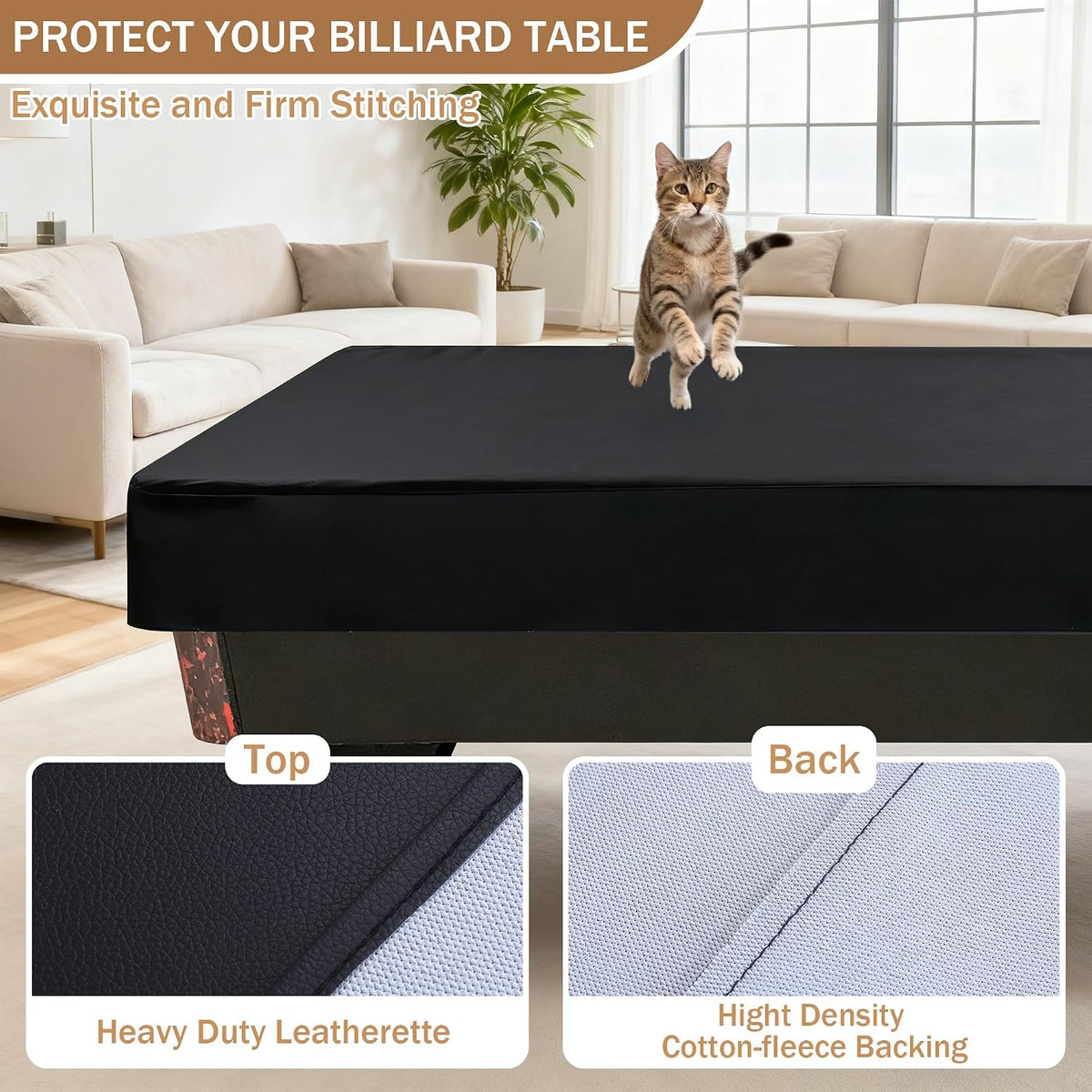 Heavy Duty Leatherette Pool Table Cover and Insert Mat Set, Waterproof & Tearproof Indoor & Outdoor Billiard Table Cover, Foldable Foam Pool Table Insert for Table Conversion Topper