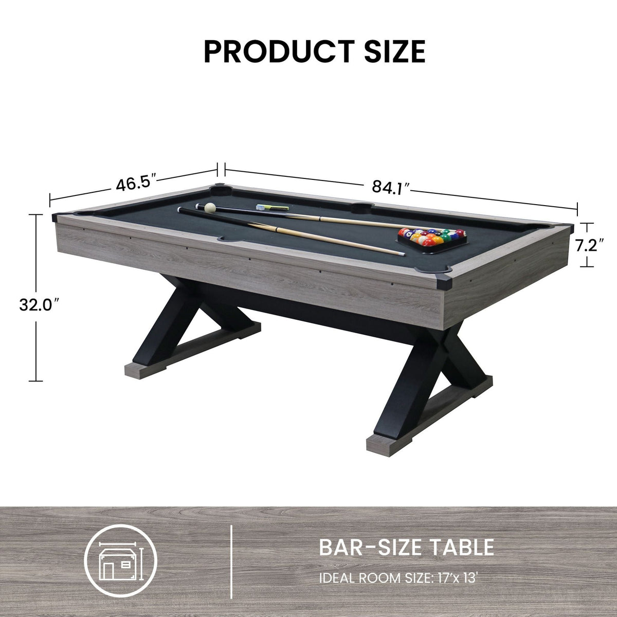 The Ridgewood 7’ Rustic X-Leg Pool Table